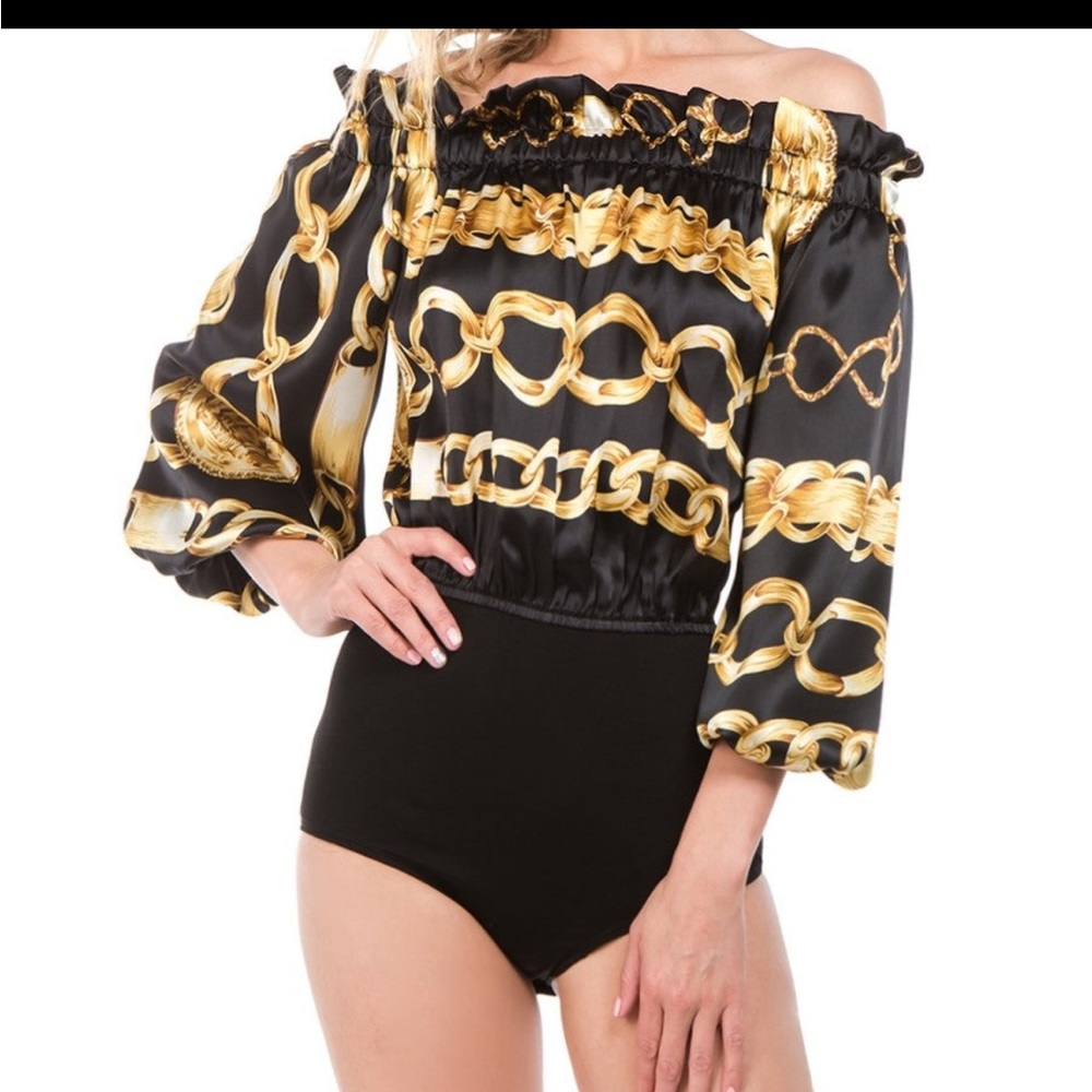 100% silk off the shoulder bodysuit